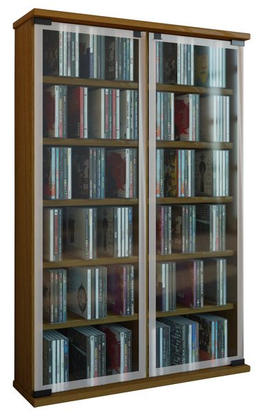 Produktbild: Holz CD DVD Stand Regal Schrank Galerie Glast&uuml;r