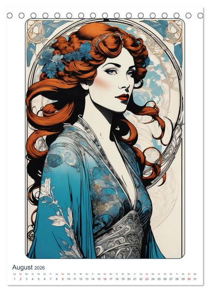Produktbild: Frauen in Bildern im Art Nouveau-Stil (Tischkalender 2026 DIN A5 hoch), CALVENDO Monatskalender