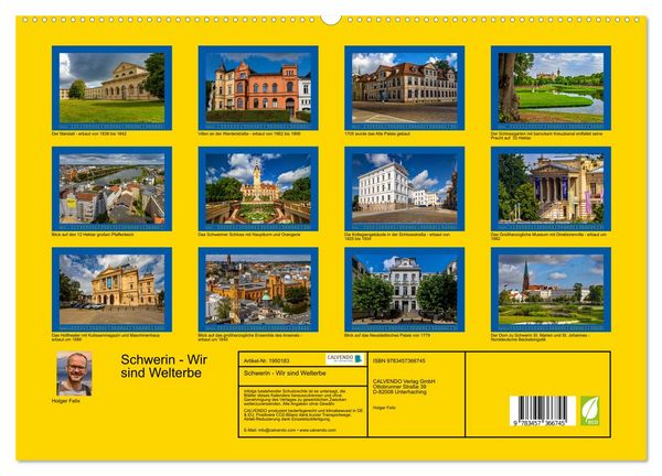 Produktbild: Schwerin - Wir sind Welterbe (hochwertiger Premium Wandkalender 2026 DIN A2 quer), Kunstdruck in Hochglanz