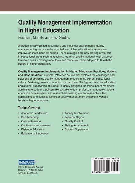 Produktbild: Quality Management Implementation in Higher Education