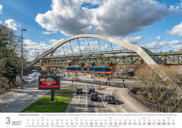 Produktbild: Wuppertaler Schwebebahn 2027 Bildkalender A3 Spiralbindung