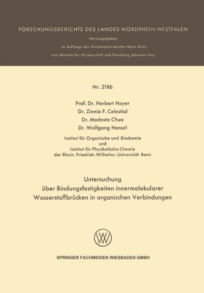 Produktbild: Untersuchung &uuml;ber Bindungsfestigkeiten innermolekularer Wasserstoffbr&uuml;cken in organischen Verbindungen