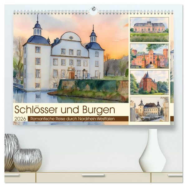 Produktbild: Schl&ouml;sser und Burgen - Romantische Reise durch Nordrhein-Westfalen (hochwertiger Premium Wandkalender 2026 DIN A2 quer), Kunstdruck in Hochglanz