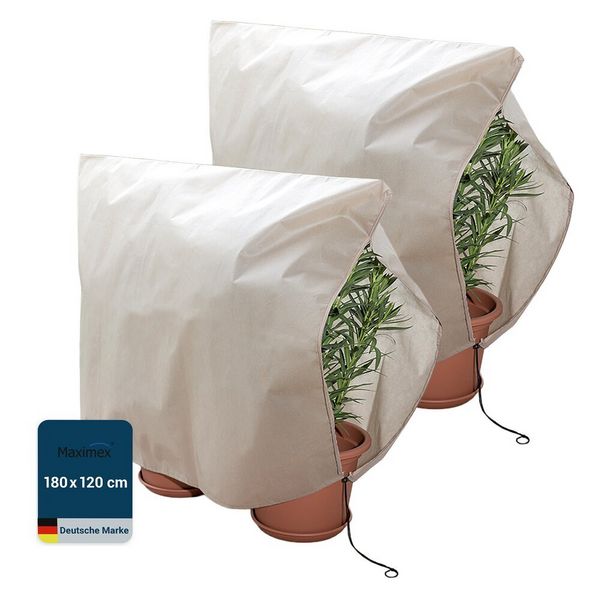 Produktbild: Pflanzenschutz-Vlies 180 x 120 cm, Beige, 2er Set, rei&szlig;festes Wintervlies f&uuml;r Pflanzen