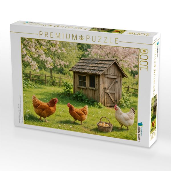 Produktbild: CALVENDO Puzzle Zwischen Bl&uuml;ten und H&uuml;hnerfedern | 1000 Teile Lege-Gr&ouml;&szlig;e 64x48cm Foto-Puzzle f&uuml;r gl&uuml;ckliche Stunden