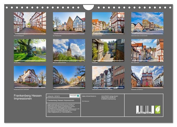 Produktbild: Frankenberg Hessen Impressionen (Wandkalender 2026 DIN A4 quer), CALVENDO Monatskalender