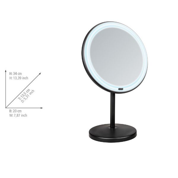 Produktbild: LED Stand-Kosmetikspiegel Mod. Onno Schwarz, mit Touch-Funktion