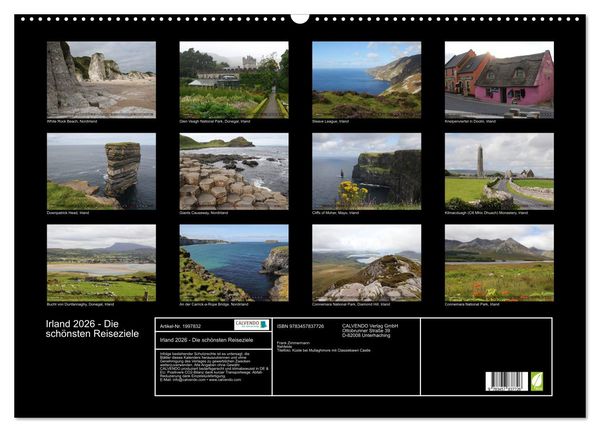 Produktbild: Irland 2026 - Die sch&ouml;nsten Reiseziele (Wandkalender 2026 DIN A2 quer), CALVENDO Monatskalender