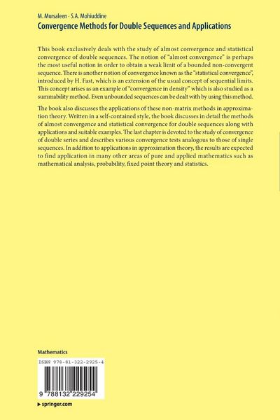 Produktbild: Convergence Methods for Double Sequences and Applications
