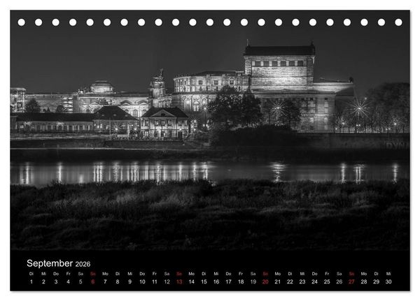 Produktbild: Dresden - Elbflorenz bei Nacht (Tischkalender 2026 DIN A5 quer), CALVENDO Monatskalender