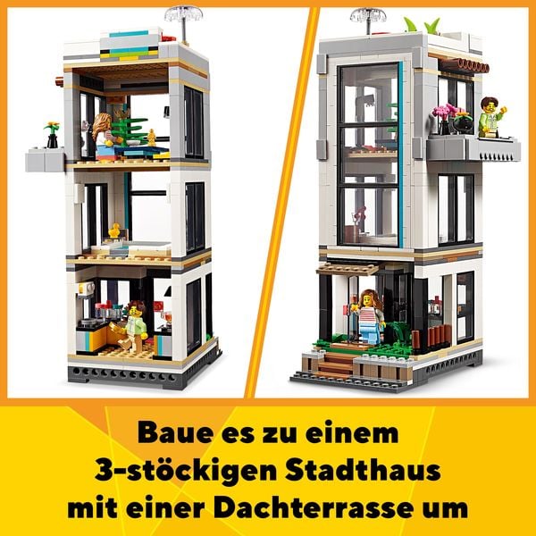 Produktbild: LEGO Creator Modernes Haus, 3-in-1-Set, Stadthaus oder Waldhütte 31153