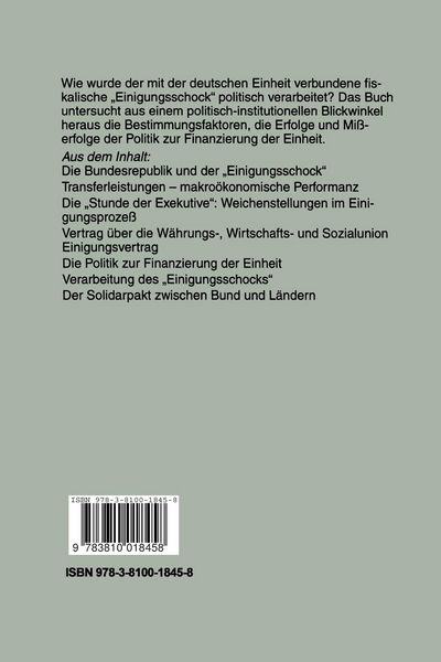Produktbild: Die Finanzierung der deutschen Einheit