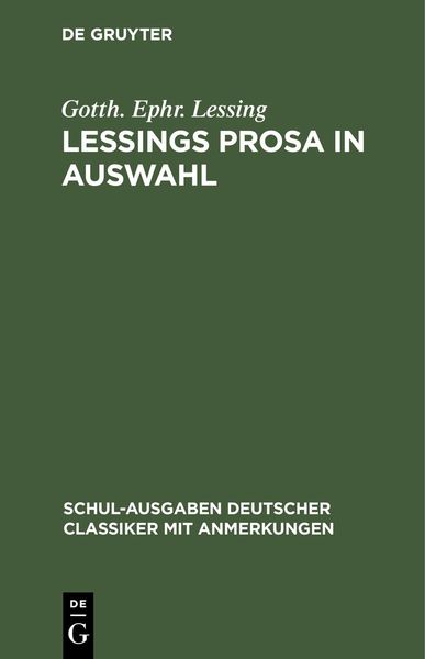 Produktbild: Lessings Prosa in Auswahl