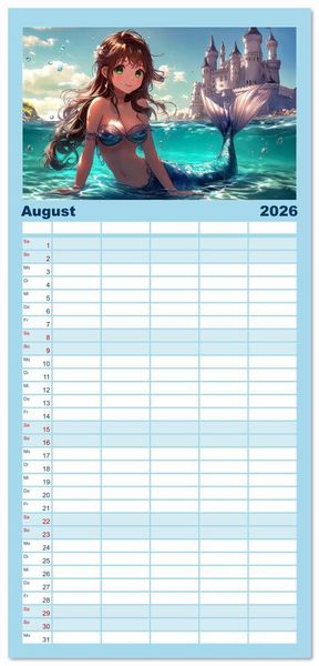 Produktbild: Familienplaner 2026 - Meerjungfrauen - geheimnisvolle Sch&ouml;nheiten des Meeres mit 5 Spalten (Wandkalender, 21 x 45 cm) CALVENDO