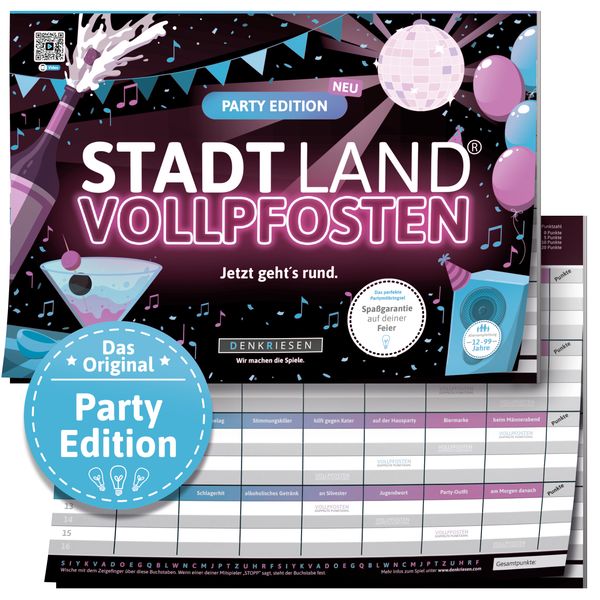 Denkriesen Gioco Stadt Land Vollidioten - Versione Compatta In Scatola, Gioco Di Carte Per Famiglie, 3-6 Giocatori, 8+ Anni