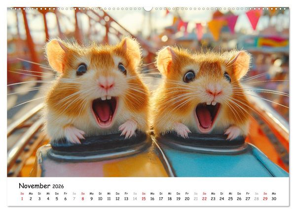 Produktbild: Hamster im Freizeitpark - Lustiger Kalender mit Jahrmarkt-Motiven (hochwertiger Premium Wandkalender 2026 DIN A2 quer), Kunstdruck in Hochglanz