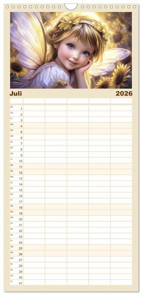 Produktbild: Familienplaner 2026 - Feenstaub und Kinderlachen mit 5 Spalten (Wandkalender, 21 x 45 cm) CALVENDO