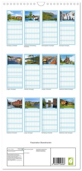 Produktbild: Familienplaner 2026 - Faszination Skandinavien mit 5 Spalten (Wandkalender, 21 x 45 cm) CALVENDO