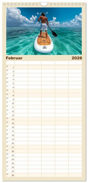 Produktbild: Familienplaner 2026 - Stand up paddling - SUP mit 5 Spalten (Wandkalender, 21 x 45 cm) CALVENDO