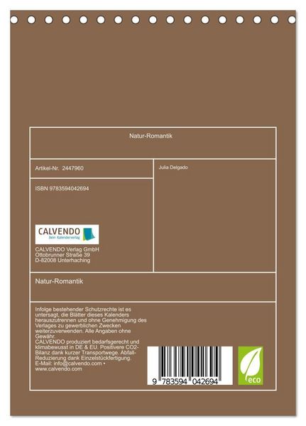 Produktbild: Natur-Romantik (Tischkalender 2027 DIN A5 hoch), CALVENDO Monatskalender