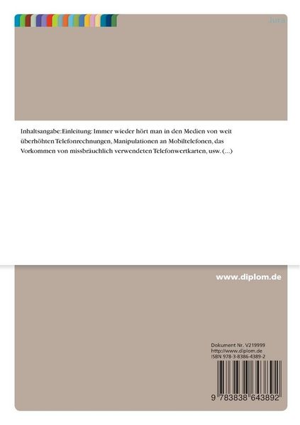 Produktbild: Betrug mit Telefonwertkarten und missbr&auml;uchliches Telefonieren auf Kosten anderer