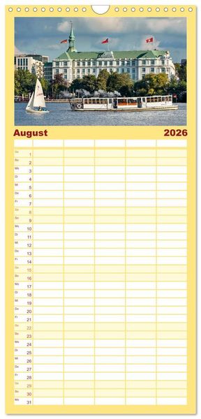 Produktbild: Familienplaner 2026 - Hamburg Stadt an der Alster und Elbe mit 5 Spalten (Wandkalender, 21 x 45 cm) CALVENDO