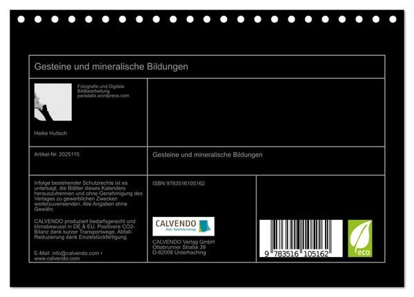 Produktbild: Gesteine und mineralische Bildungen (Tischkalender 2026 DIN A5 quer), CALVENDO Monatskalender