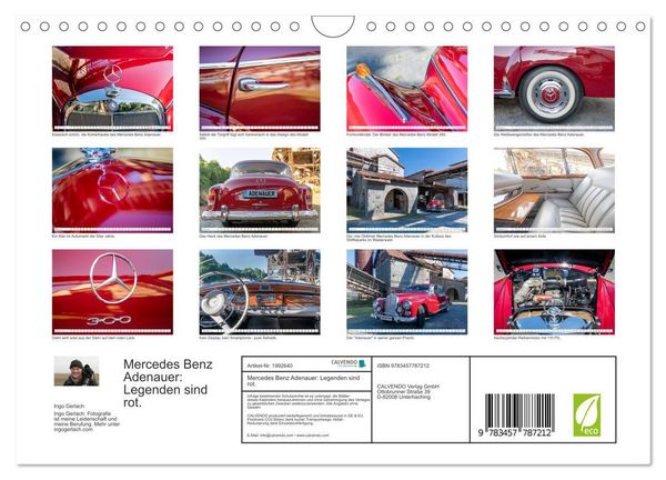 Produktbild: Mercedes Benz Adenauer: Legenden sind rot. (Wandkalender 2026 DIN A4 quer), CALVENDO Monatskalender