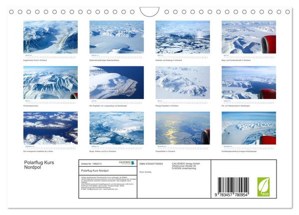 Produktbild: Polarflug Kurs Nordpol (Wandkalender 2026 DIN A4 quer), CALVENDO Monatskalender