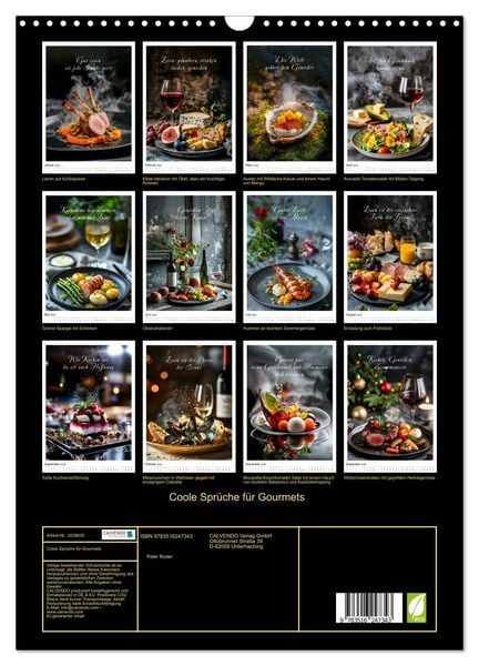 Produktbild: Coole Spr&uuml;che f&uuml;r Gourmets (Wandkalender 2026 DIN A3 hoch), CALVENDO Monatskalender