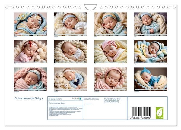 Produktbild: Schlummernde Babys (Wandkalender 2026 DIN A4 quer), CALVENDO Monatskalender