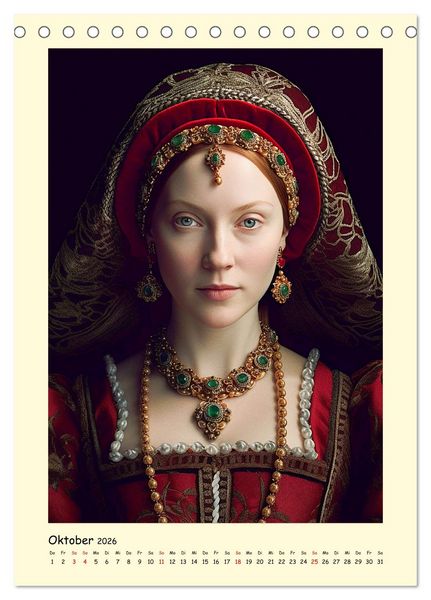 Produktbild: Mittelalter Portraits. Inspiriert vom K&ouml;nigshaus der Tudors (Tischkalender 2026 DIN A5 hoch), CALVENDO Monatskalender
