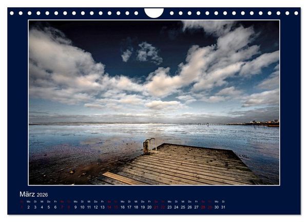 Produktbild: Wolken, Watt und Wellen. Fotografische Impressionen vom Jadebusen. (Wandkalender 2026 DIN A4 quer), CALVENDO Monatskalender