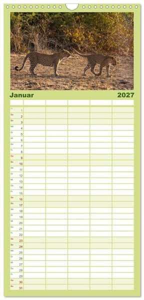 Produktbild: Familienplaner 2027 - Sambias gro&szlig;artige Tierwelt mit 5 Spalten (Wandkalender, 21 x 45 cm) CALVENDO