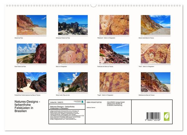 Produktbild: Natures-Designs - farbenfrohe Felsk&uuml;sten in Brasilien (hochwertiger Premium Wandkalender 2026 DIN A2 quer), Kunstdruck in Hochglanz
