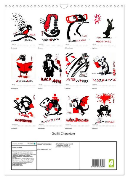 Produktbild: Graffiti Charaktere (Wandkalender 2026 DIN A3 hoch), CALVENDO Monatskalender