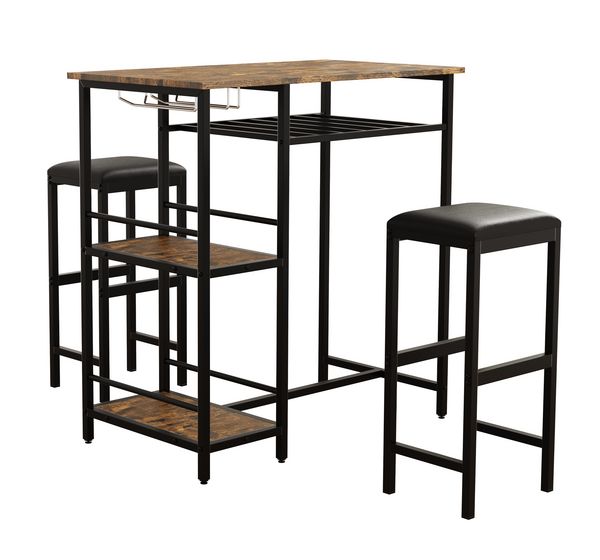Produktbild: 3 tlg. Set Bartisch Bistrotisch Barhocker Kolari