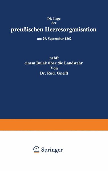 Produktbild: Die Lage der Preu&szlig;ischen Heeresorganisation am 29. September 1862