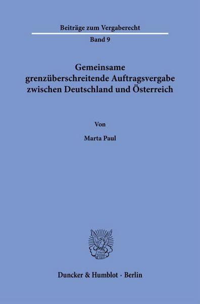 Produktbild: Gemeinsame grenz&uuml;berschreitende Auftragsvergabe zwischen Deutschland und &Ouml;sterreich