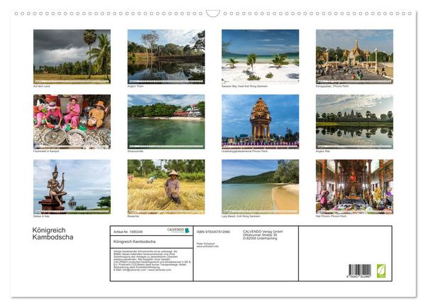 Produktbild: K&ouml;nigreich Kambodscha (Wandkalender 2026 DIN A2 quer), CALVENDO Monatskalender