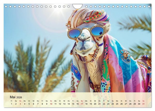 Produktbild: Modische Kamele in der W&uuml;ste. Extravagante Highlights (Wandkalender 2026 DIN A4 quer), CALVENDO Monatskalender