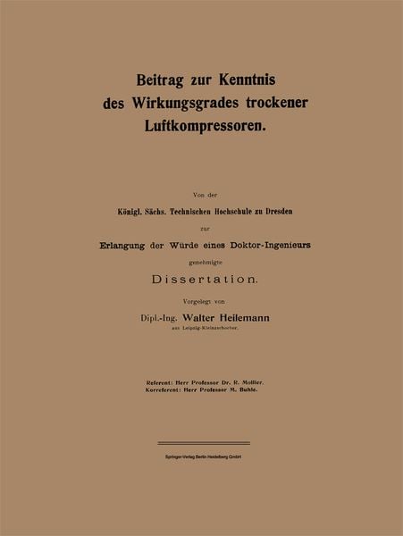 Produktbild: Beitrag zur Kenntnis des Wirkungsgrades trockener Luftkompressoren