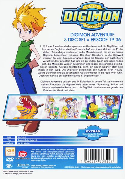 Produktbild: Digimon Adventure 01 (Volume 2: Episode 19-36) [3 DVDs]