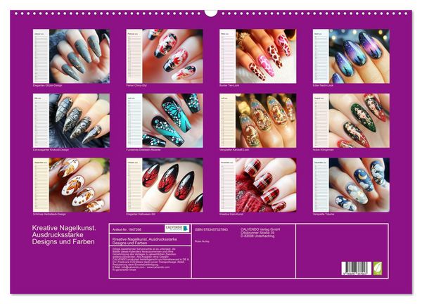 Produktbild: Kreative Nagelkunst. Ausdrucksstarke Designs und Farben (Wandkalender 2026 DIN A2 quer), CALVENDO Monatskalender