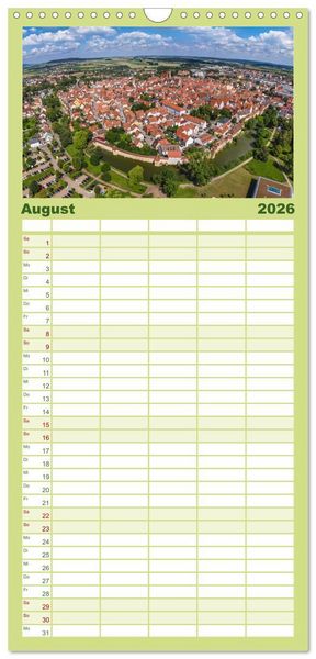 Produktbild: Familienplaner 2026 - Meine Heimat von oben ... Luftaufnahmen vom Fr&auml;nkischen Seenland mit 5 Spalten (Wandkalender, 21 x 45 cm) CALVENDO