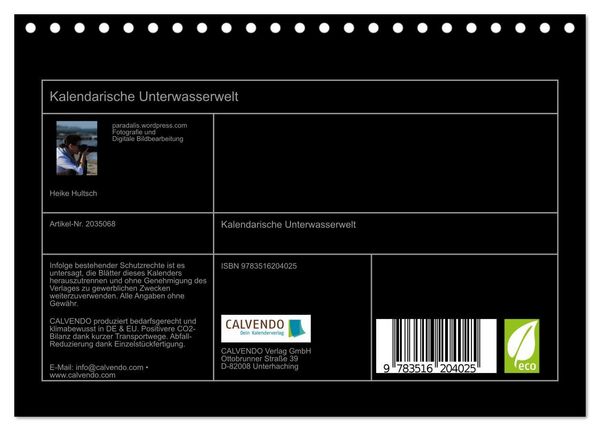 Produktbild: Kalendarische Unterwasserwelt (Tischkalender 2026 DIN A5 quer), CALVENDO Monatskalender