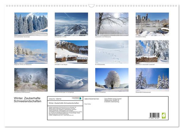 Produktbild: Winter. Zauberhafte Schneelandschaften (Wandkalender 2026 DIN A2 quer), CALVENDO Monatskalender