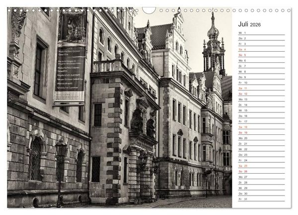 Produktbild: Dresden Schwarz-Wei&szlig; (Wandkalender 2026 DIN A3 quer), CALVENDO Monatskalender
