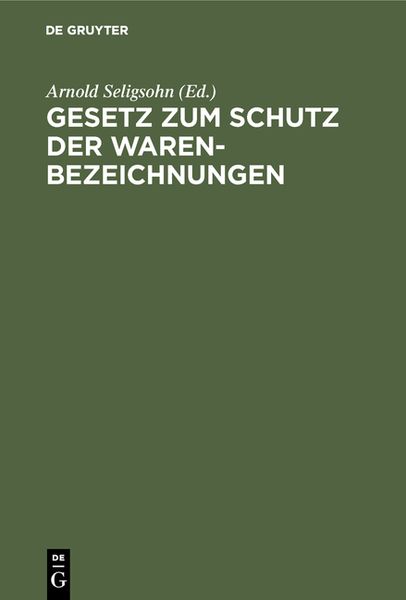Produktbild: Gesetz zum Schutz der Warenbezeichnungen