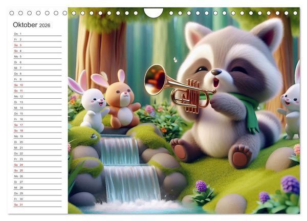 Produktbild: Musikalische Waldtiere (Wandkalender 2026 DIN A4 quer), CALVENDO Monatskalender